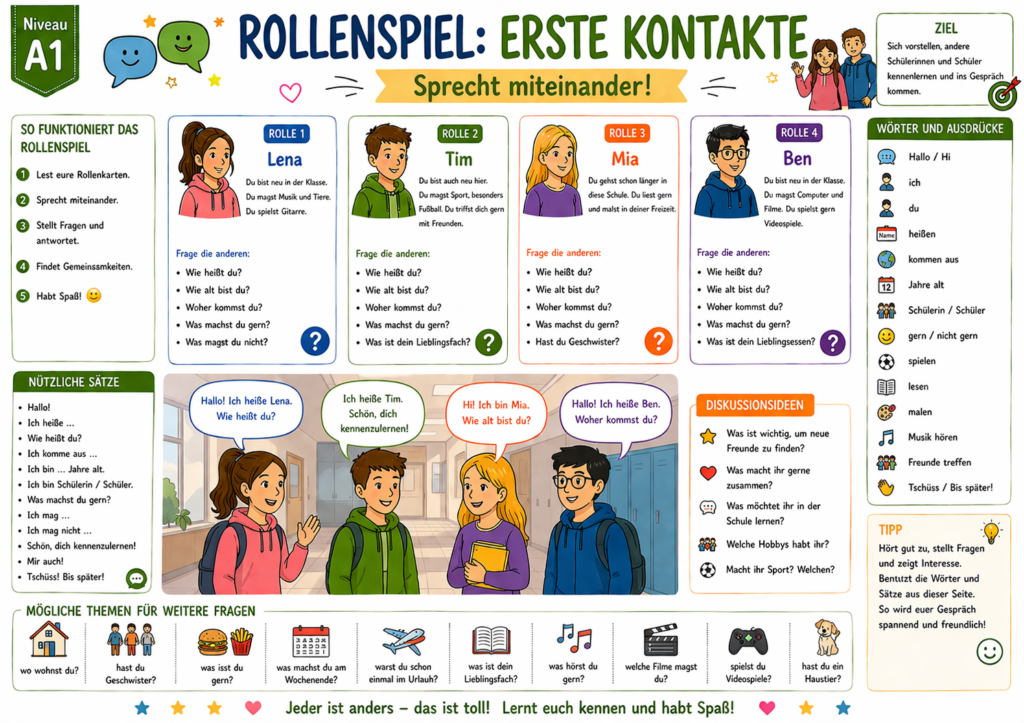 Rollenspiel A1 Erste Kontakte 1. Lektion Dl1 B