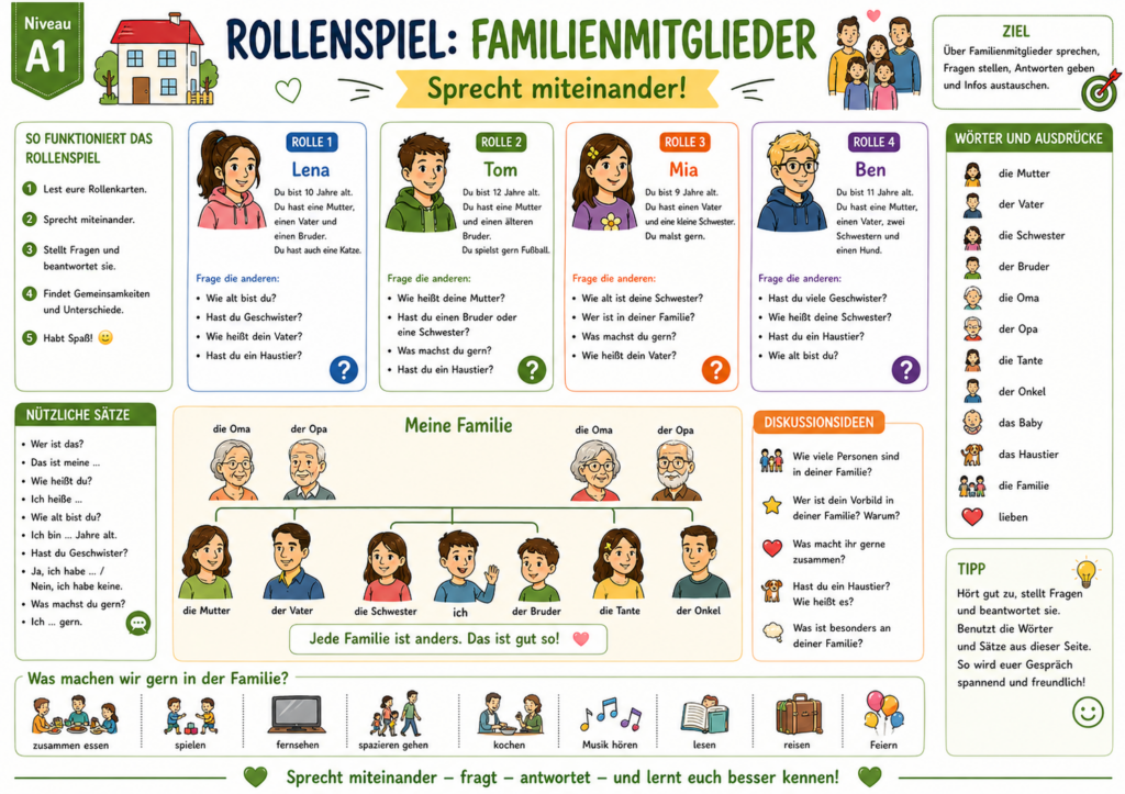 Rollenspiel A1 Familienmitglieder 1. Lektion Dl1