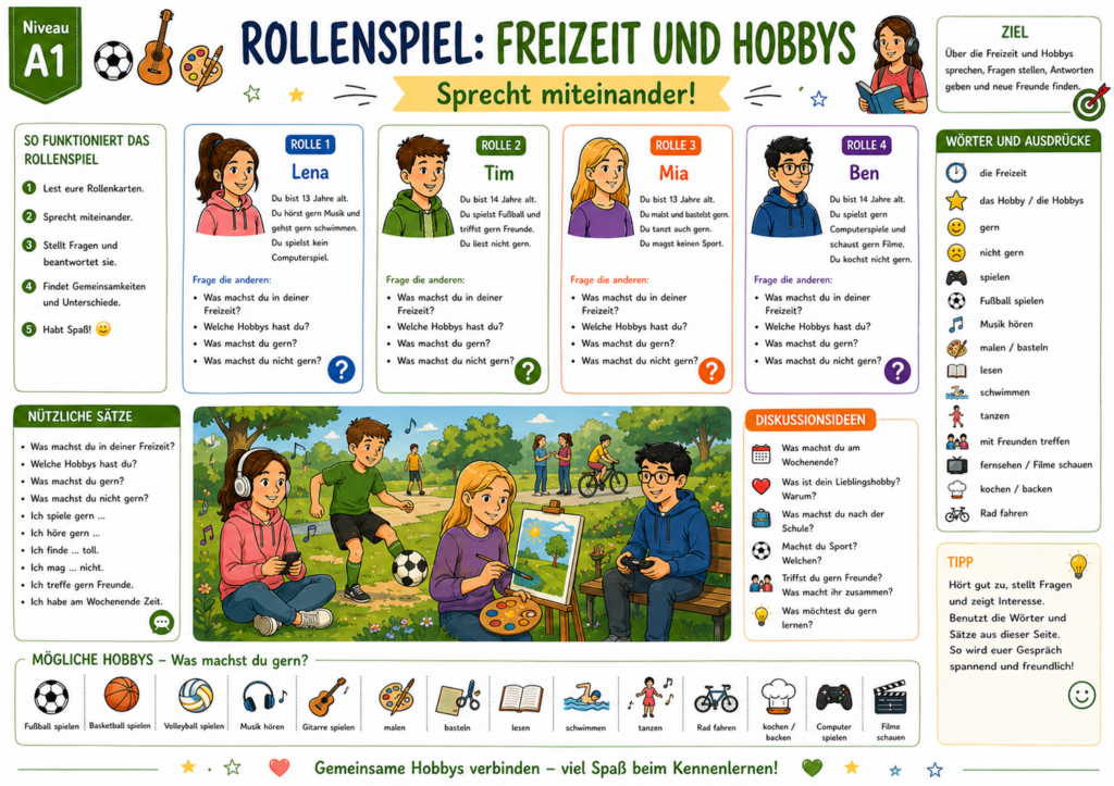 Rollenspiel A1 Freizeit und Hobbys 3. Lektion Dl1