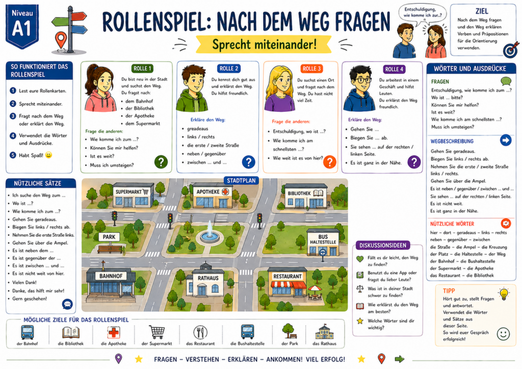 Rollenspiel A1 Nach dem Weg fragen 7. Lektion Dl1