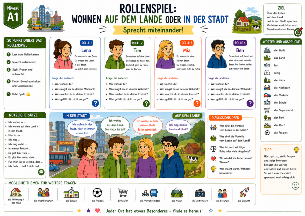 Rollenspiel A1 Wohnen in einer WG 6. Lektion Dl1 B